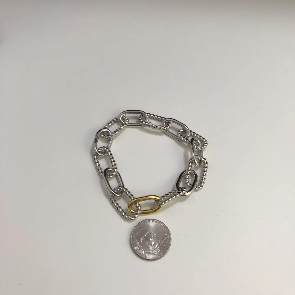 DY Madison Chain Bracelet Sterling Silver with 18K Yellow Gold, 19cm